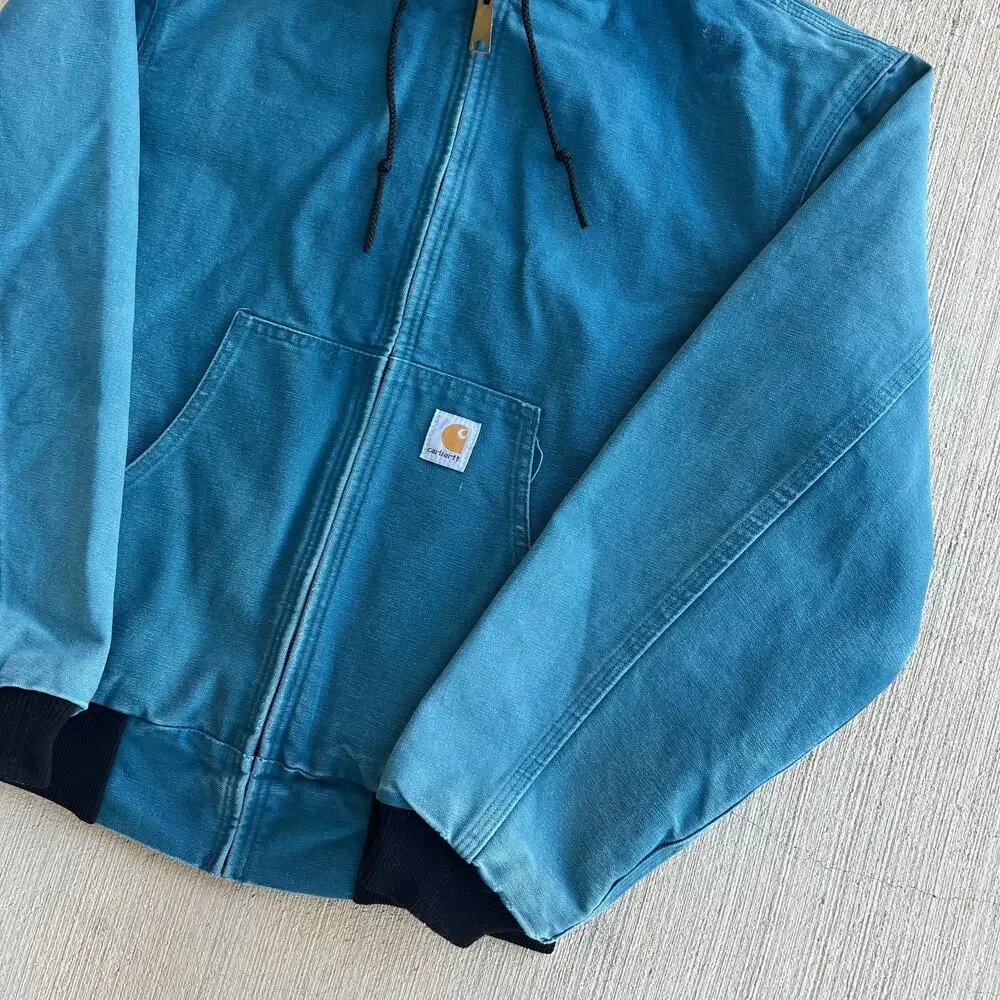 Carhartt JR455 blue hooded work wear jacket